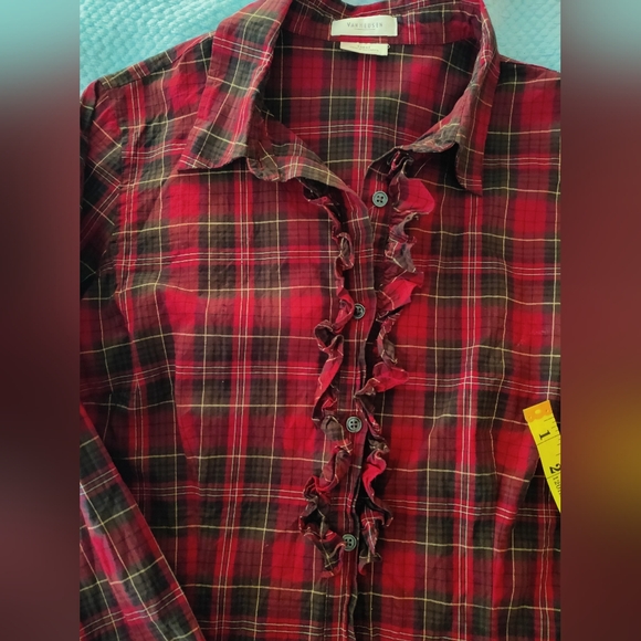 Plaid Button Down with Ruffle - Picture 6 of 9